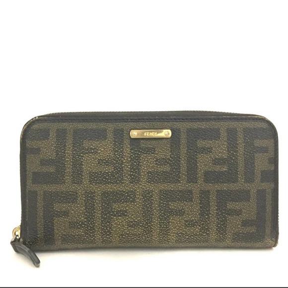 Fendi Handbags - FENDI Zucca  PVC Leather Zip Around Long Wallet /1J2118